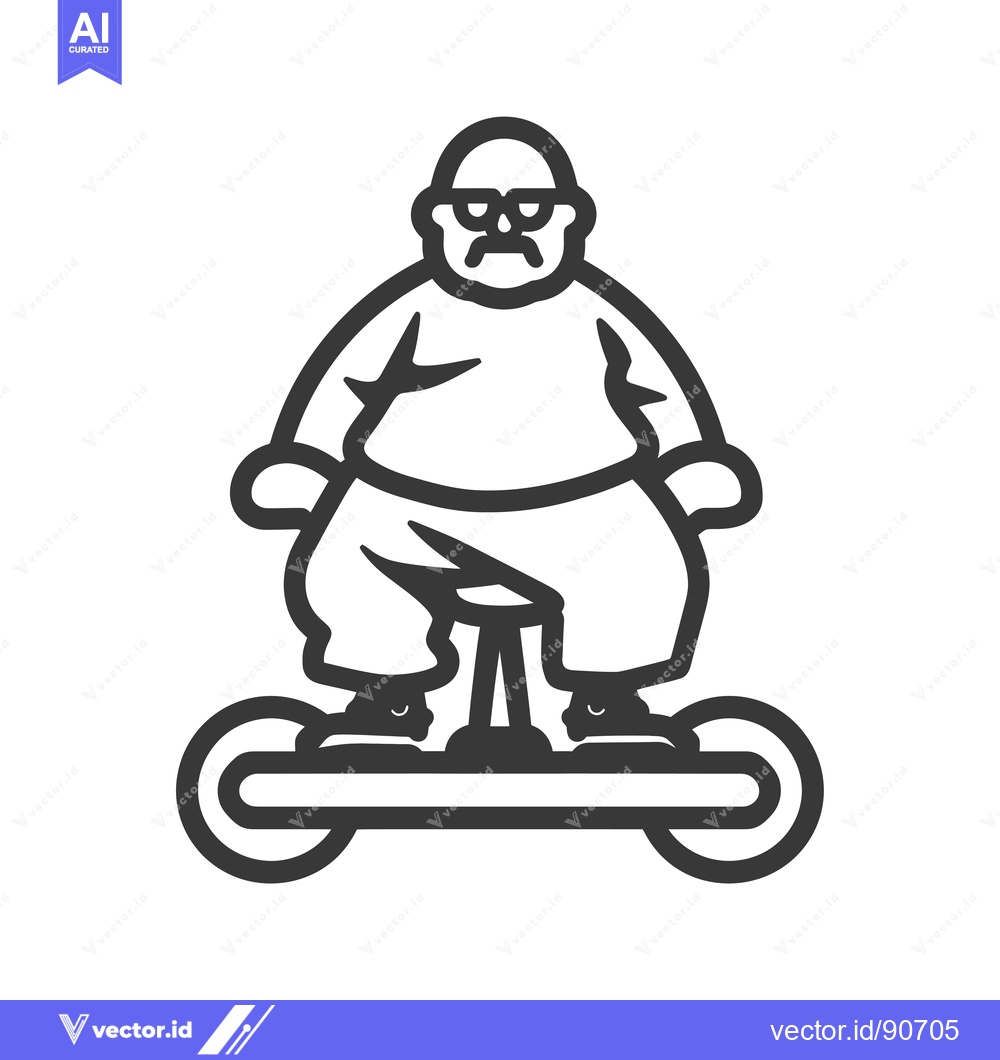 Premium Vector of Overweight Man Riding a Hoverboard