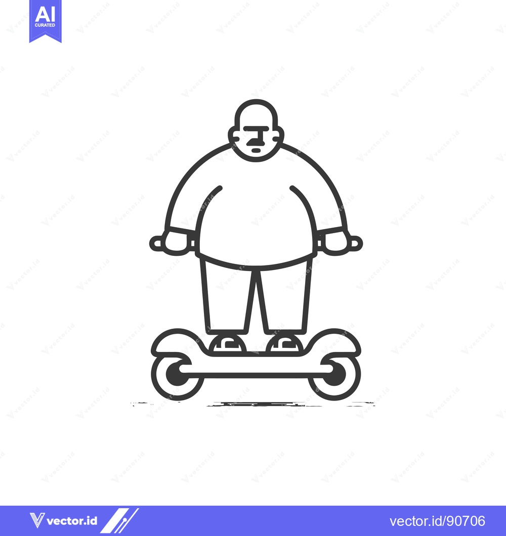 Premium Vector of Overweight Man Riding a Hoverboard