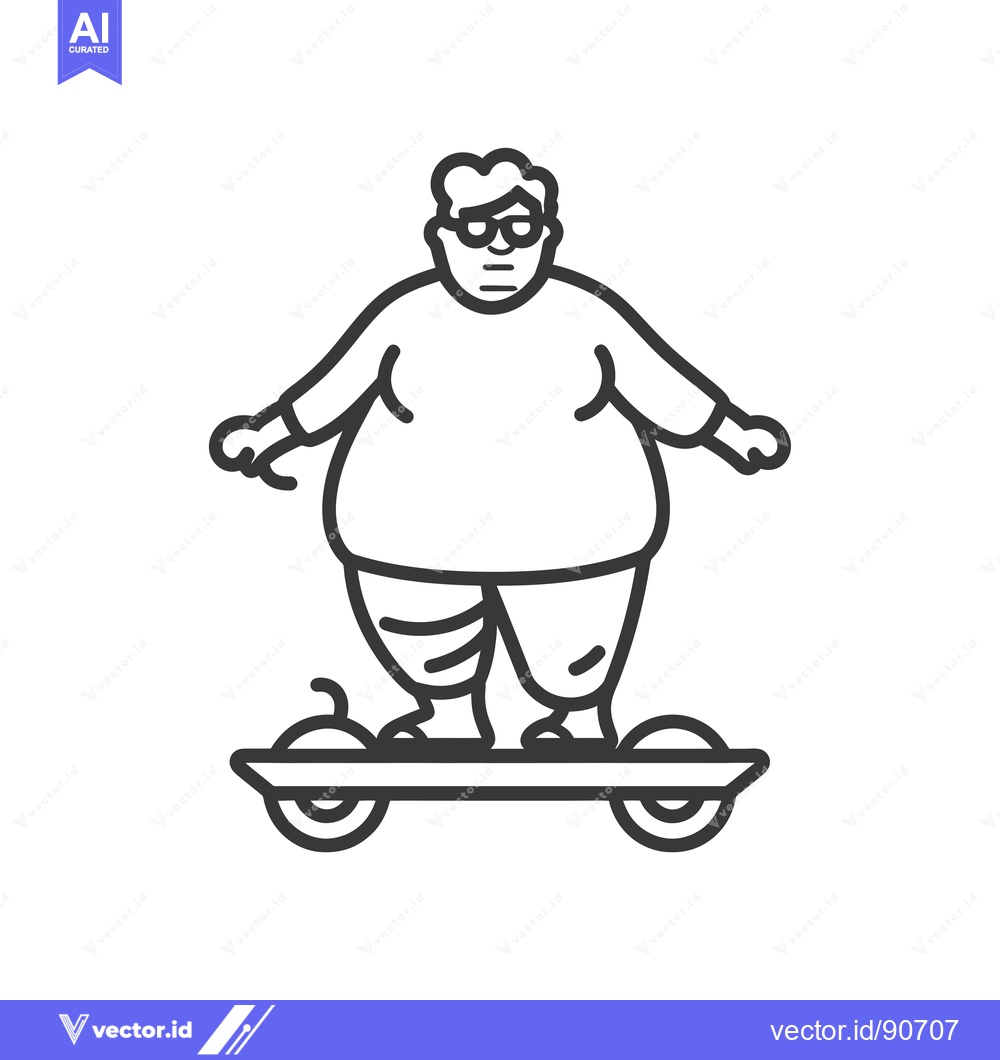 Premium Vector dari Overweight Man Riding a Hoverboard