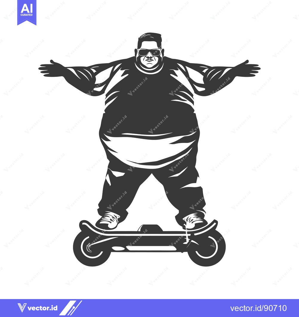 Premium Vector dari Overweight man riding a hoverboard with outstretched arms