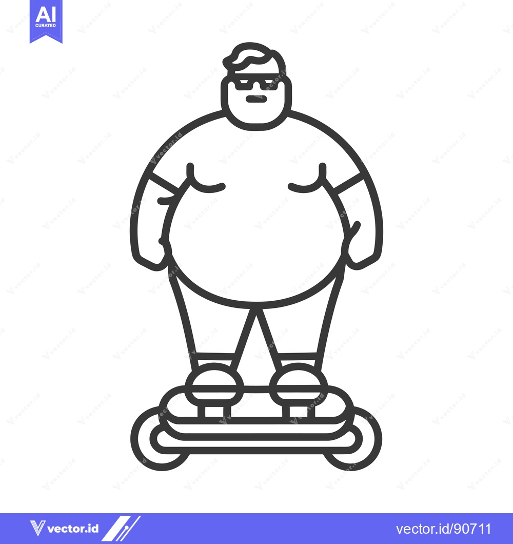 Premium Vector dari Overweight man riding a hoverboard with sunglasses