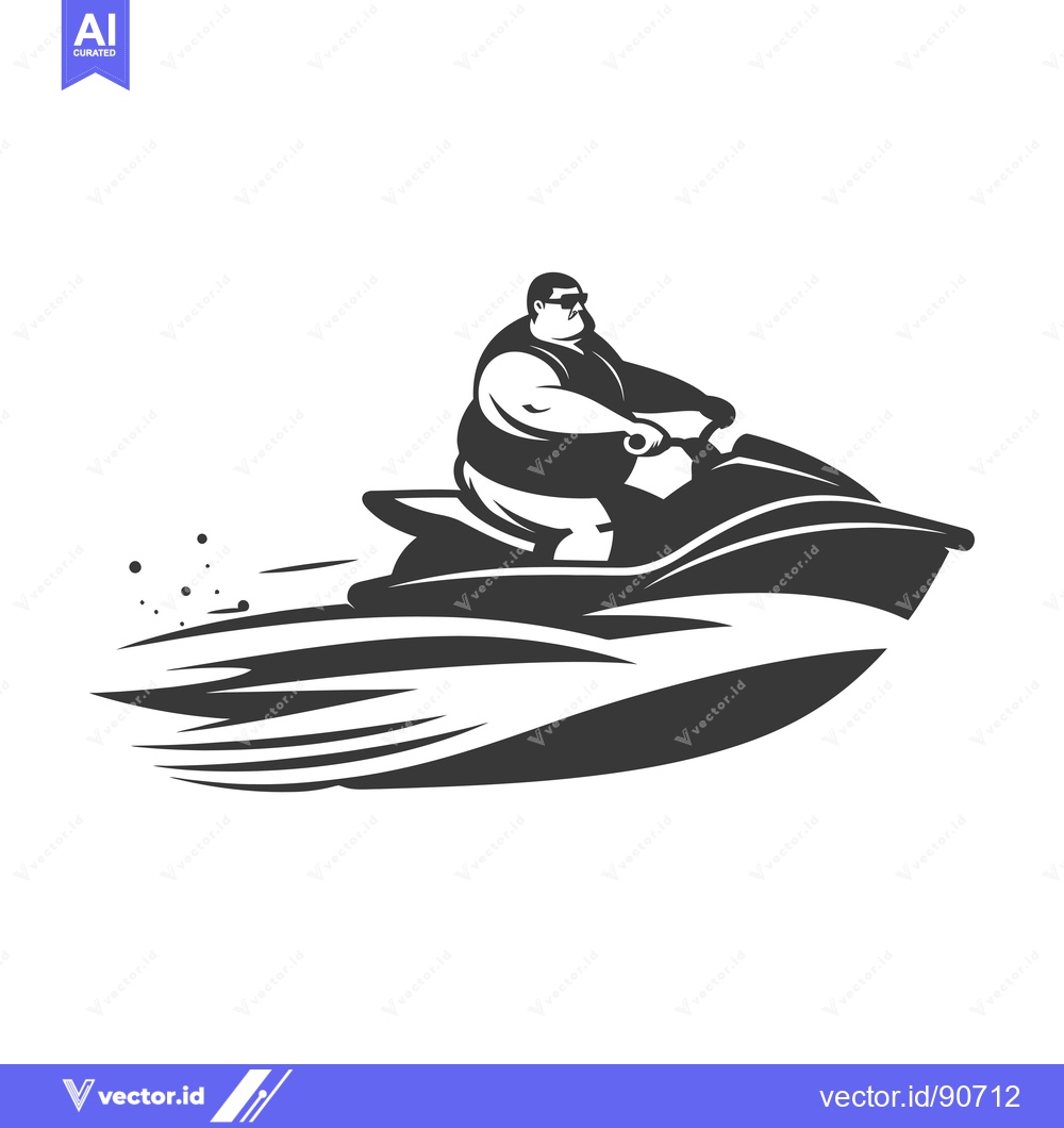 Premium Vector dari Overweight Man Riding A Jet Ski