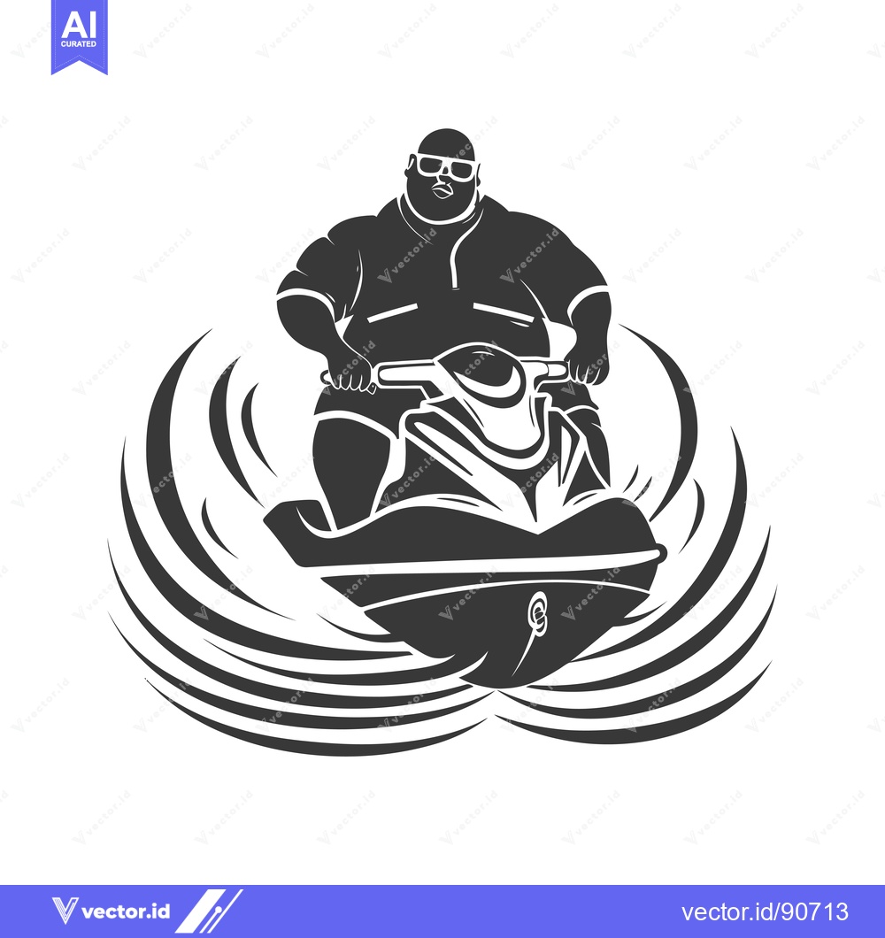 Premium Vector dari Overweight Man Riding a Jet Ski
