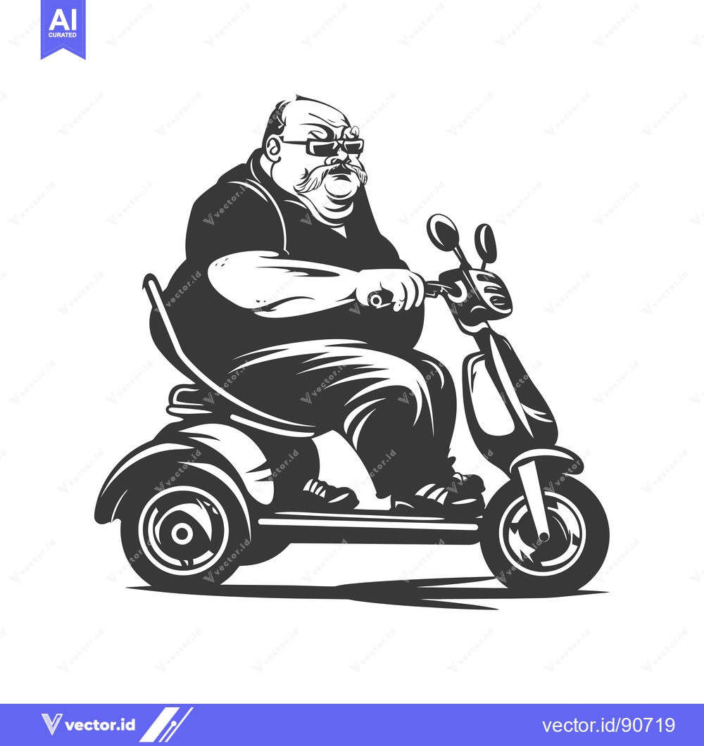 Premium Vector dari Overweight Man Riding a Mobility Scooter