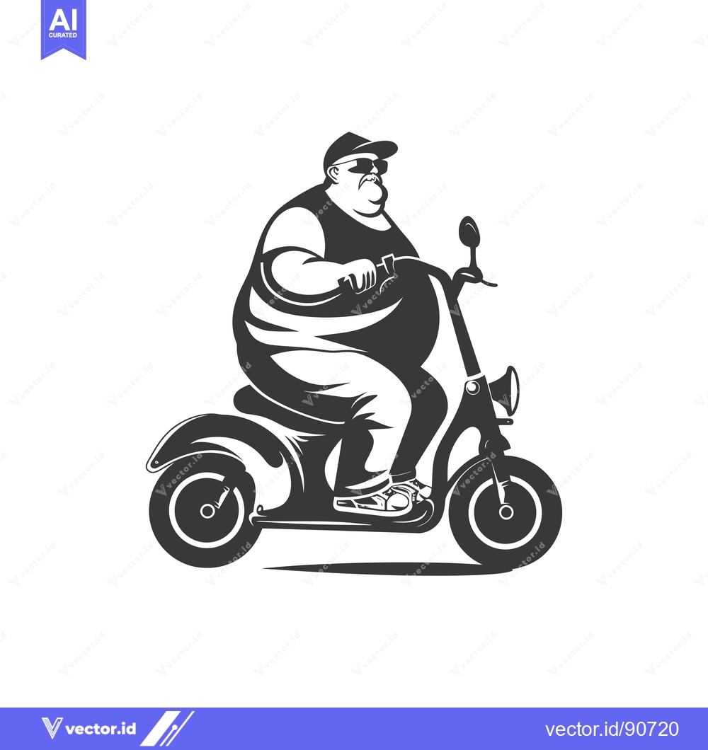Premium Vector dari Overweight Man Riding a Motorcycle