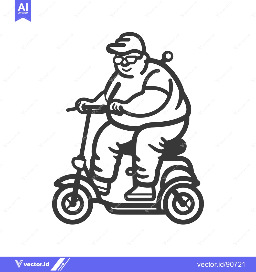 Premium Vector dari Overweight Man Riding a Motorized Scooter