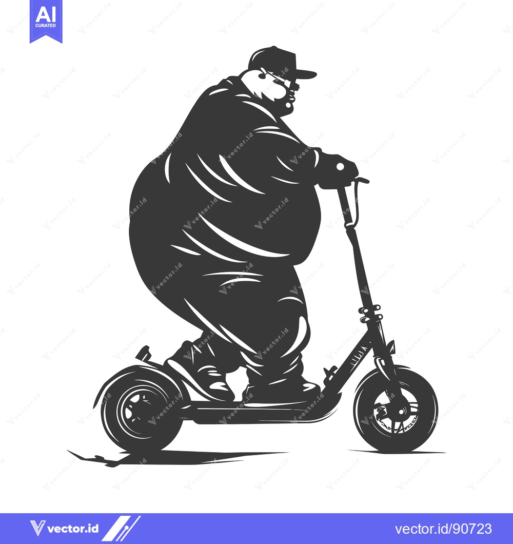 Premium Vector dari Overweight Man Riding an Electric Scooter