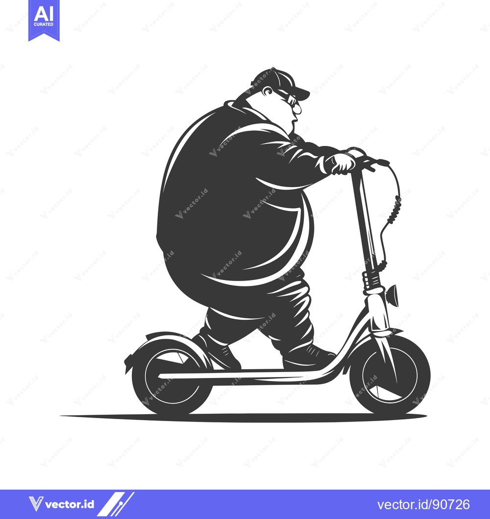 Premium Vector dari Overweight Man Riding an Electric Scooter