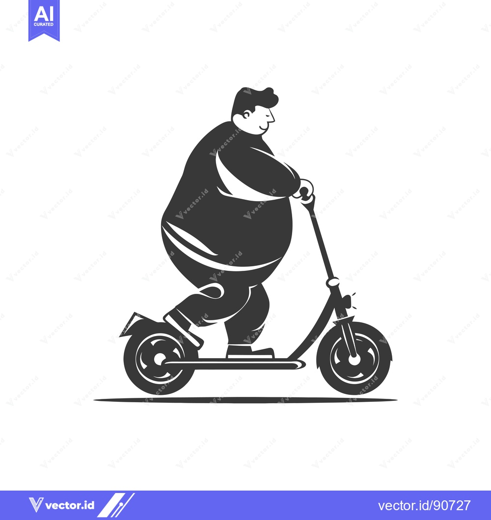 Premium Vector dari Overweight Man Riding an Electric Scooter