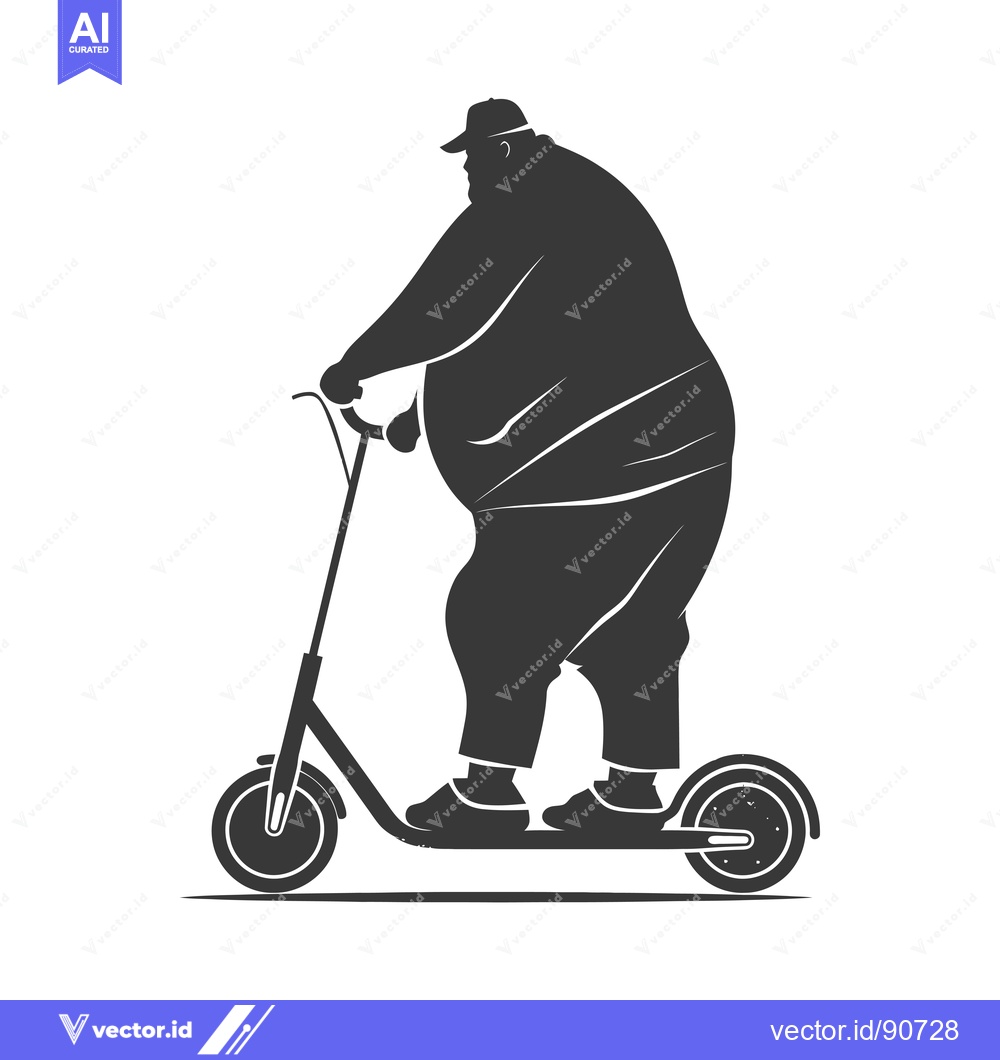 Premium Vector dari Overweight Man Riding an Electric Scooter