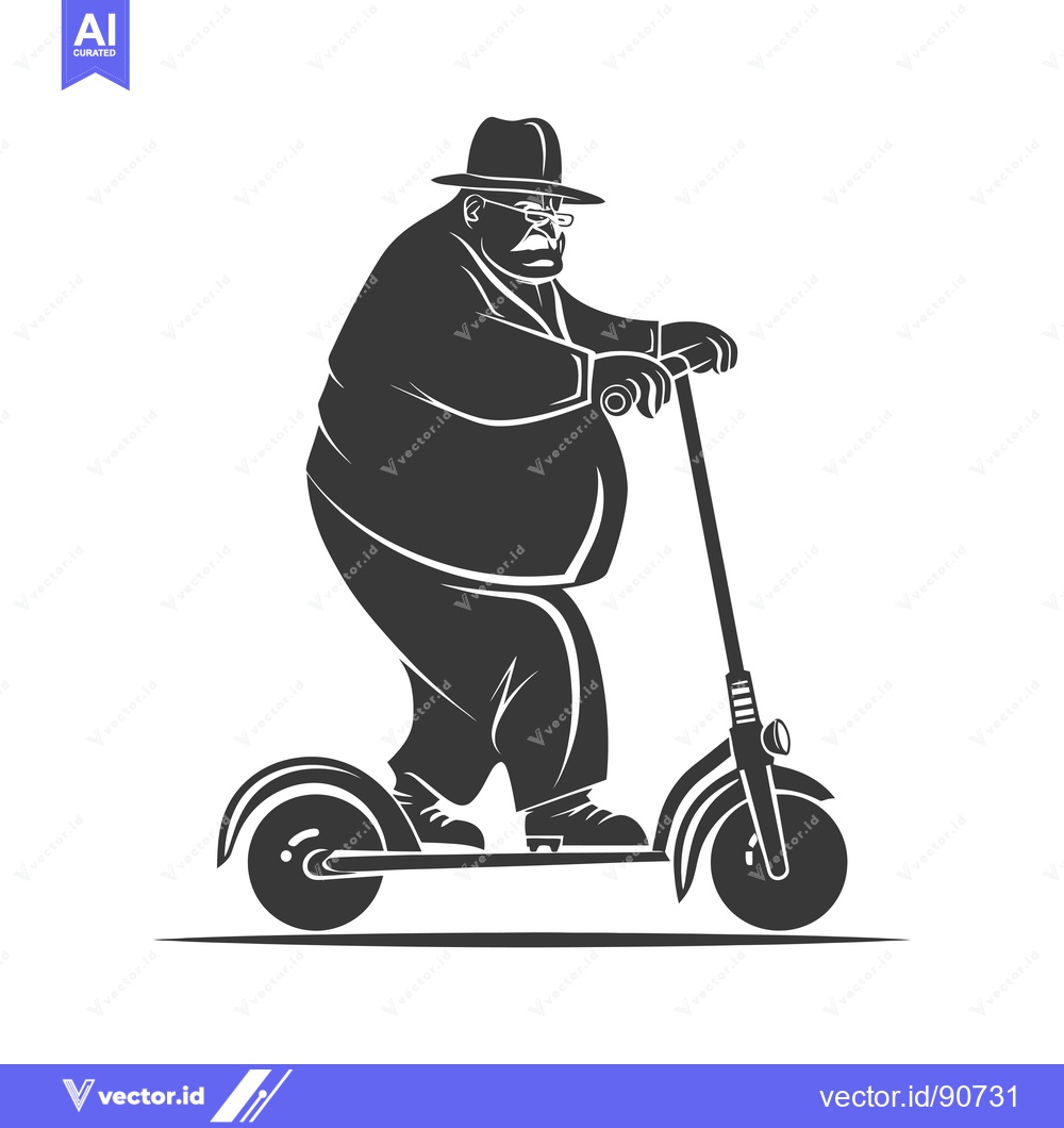Premium Vector dari Overweight Man Riding an Electric Scooter