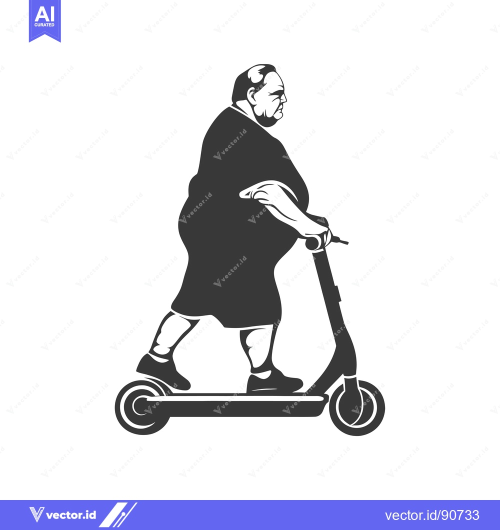 Premium Vector dari Overweight Man Riding an Electric Scooter
