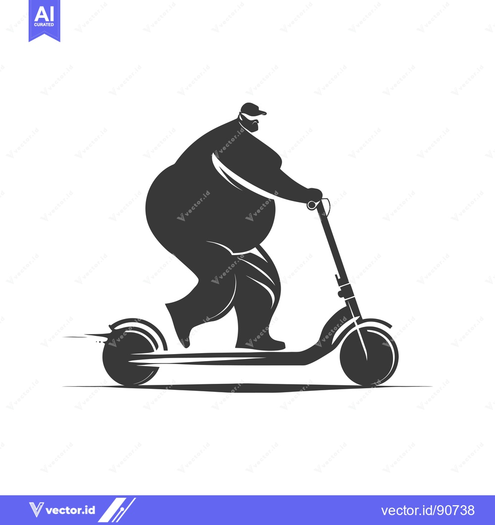 Premium Vector dari Overweight man riding an electric scooter