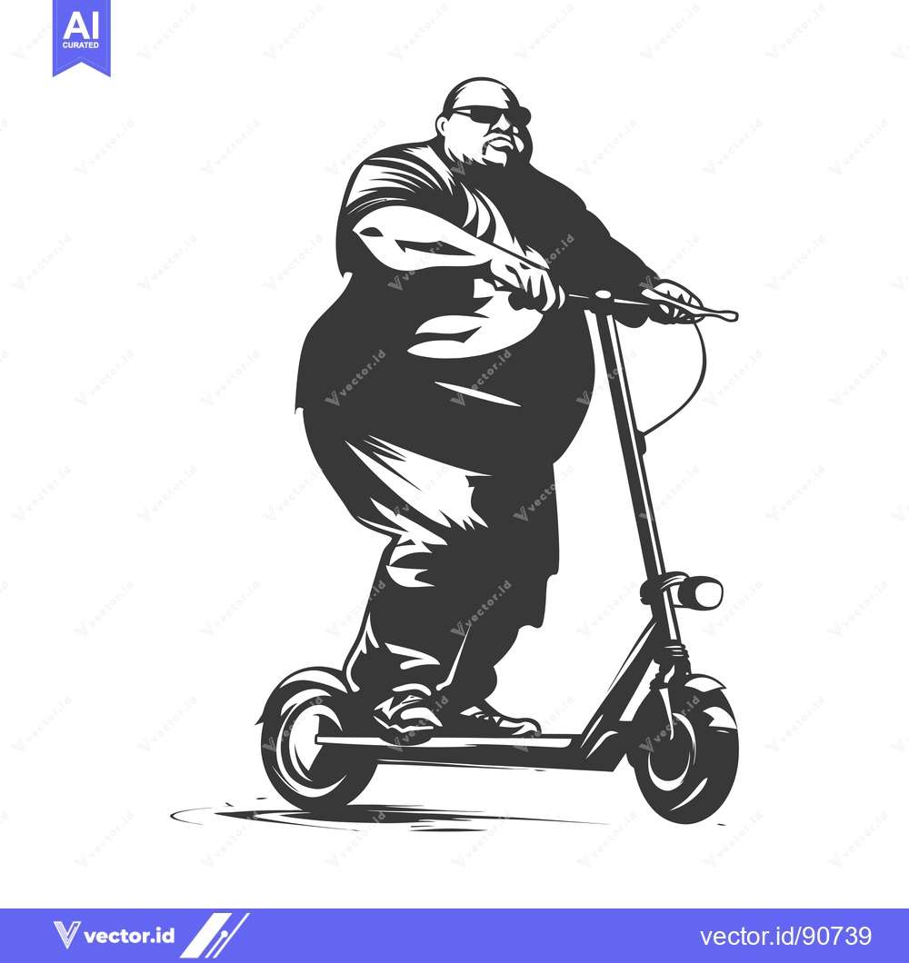 Premium Vector dari Overweight Man Riding an Electric Scooter