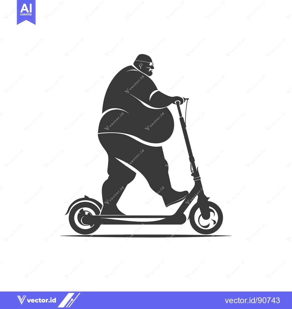 Premium Vector dari Overweight Man Riding an Electric Scooter