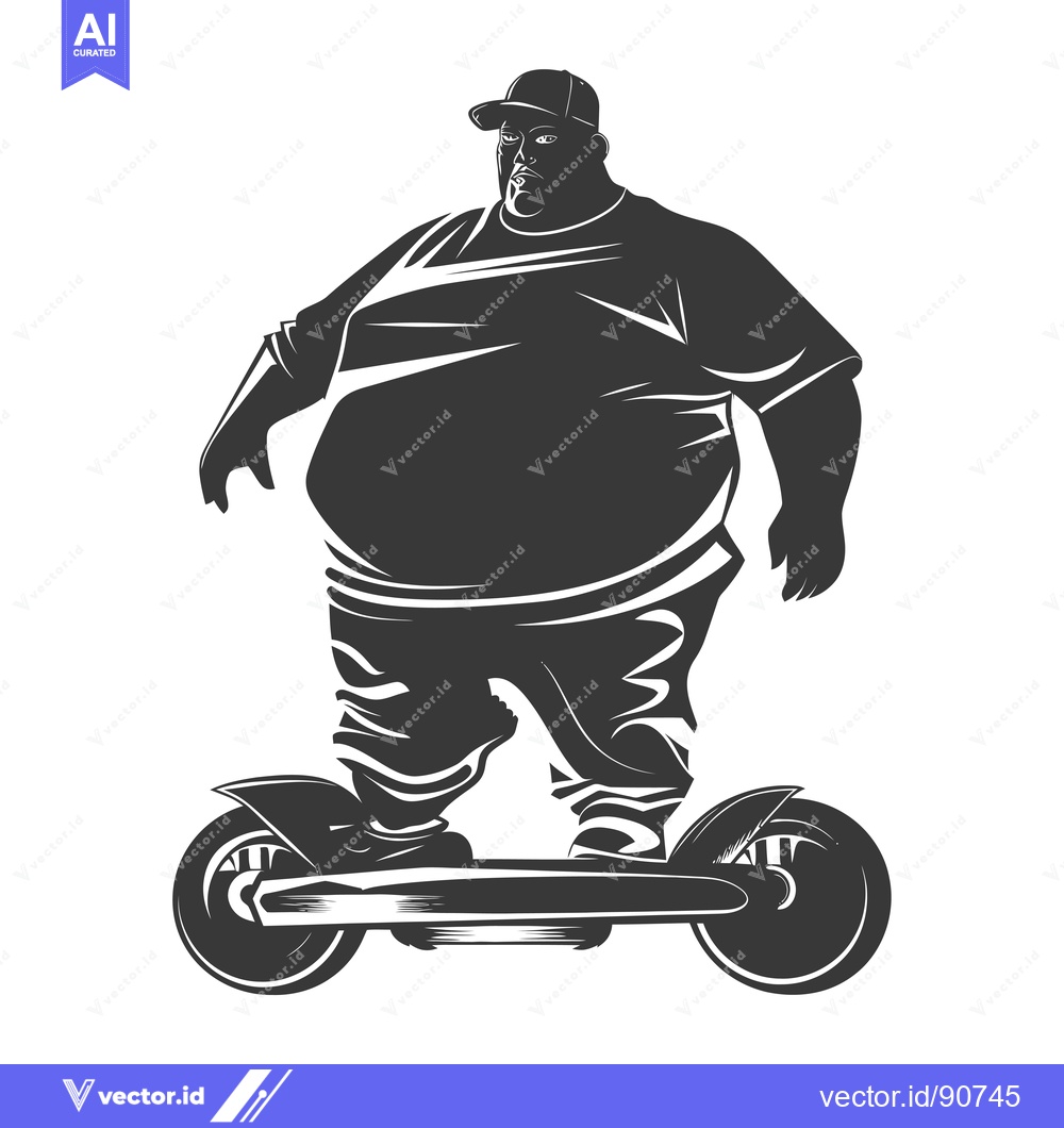 Premium Vector dari Overweight Man Riding an Electric Scooter