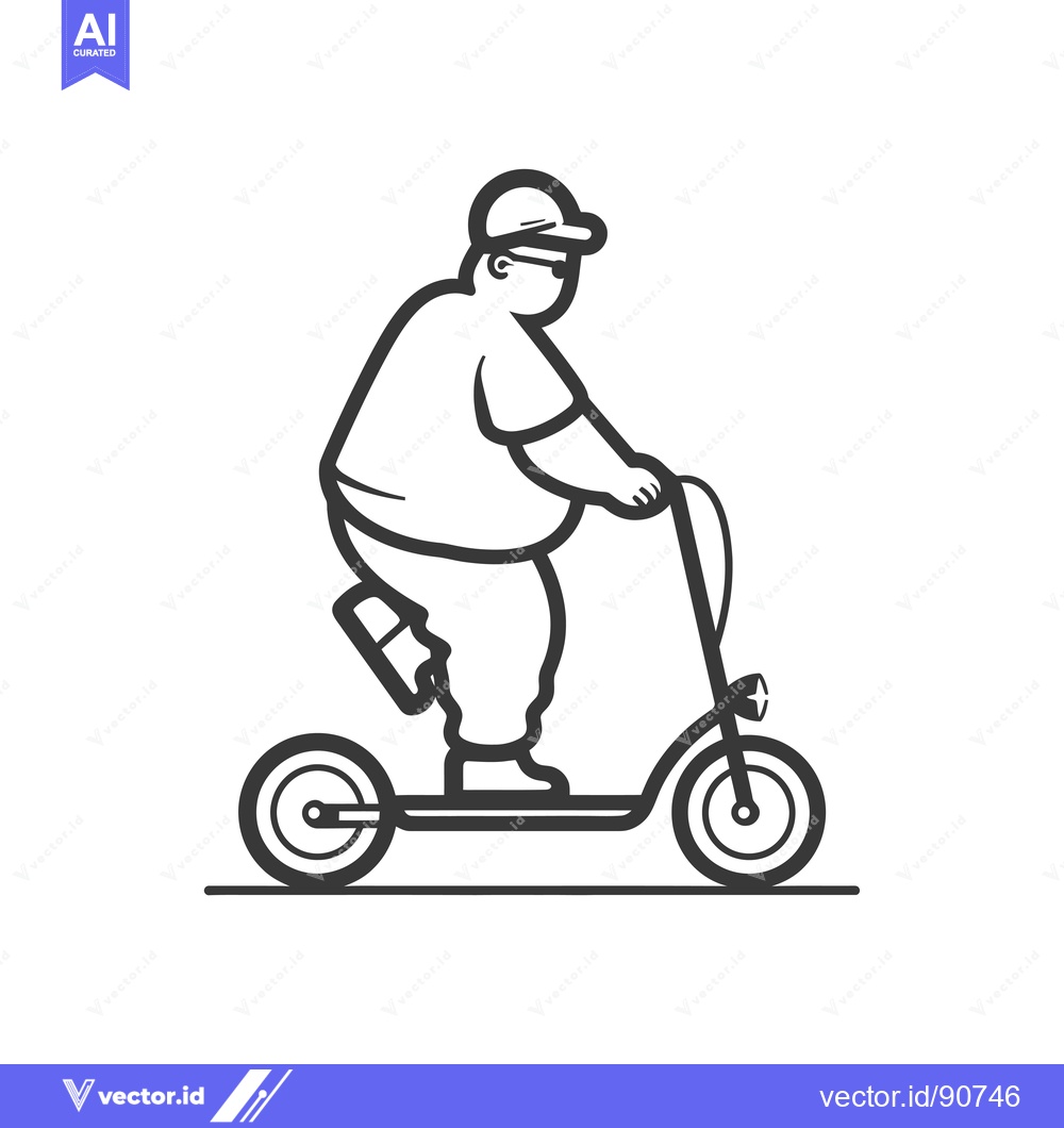 Premium Vector dari Overweight Man Riding an Electric Scooter
