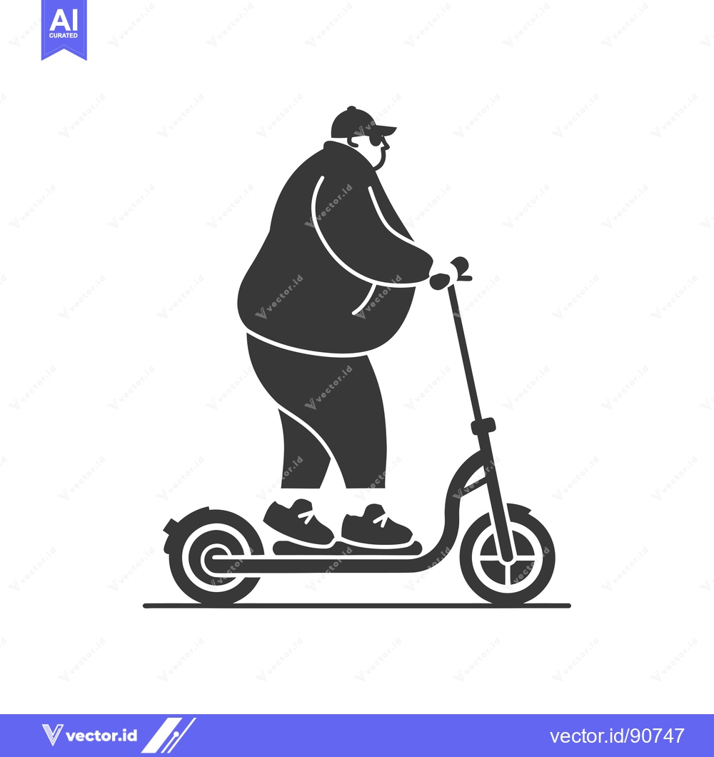 Premium Vector dari Overweight man riding an electric scooter