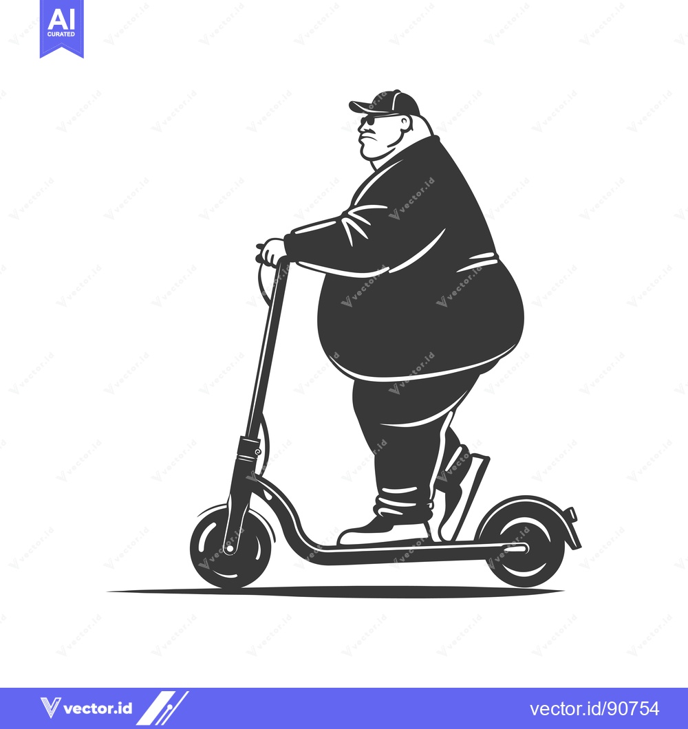 Premium Vector dari Overweight Man Riding an Electric Scooter