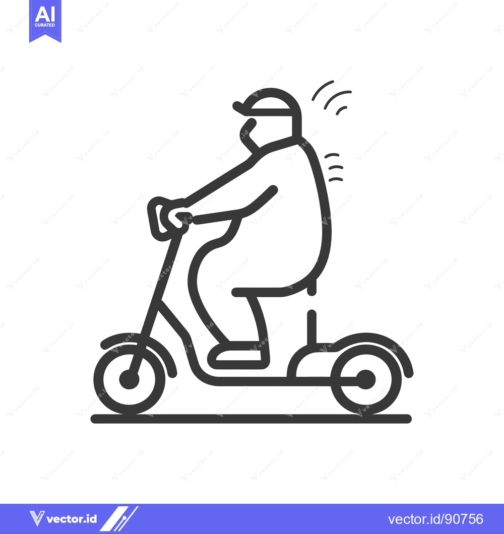 Premium Vector of Overweight man riding an electric scooter