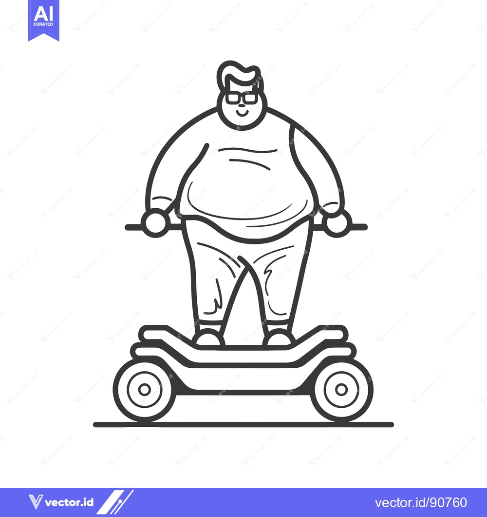 Premium Vector dari Overweight Man Riding an Electric Scooter