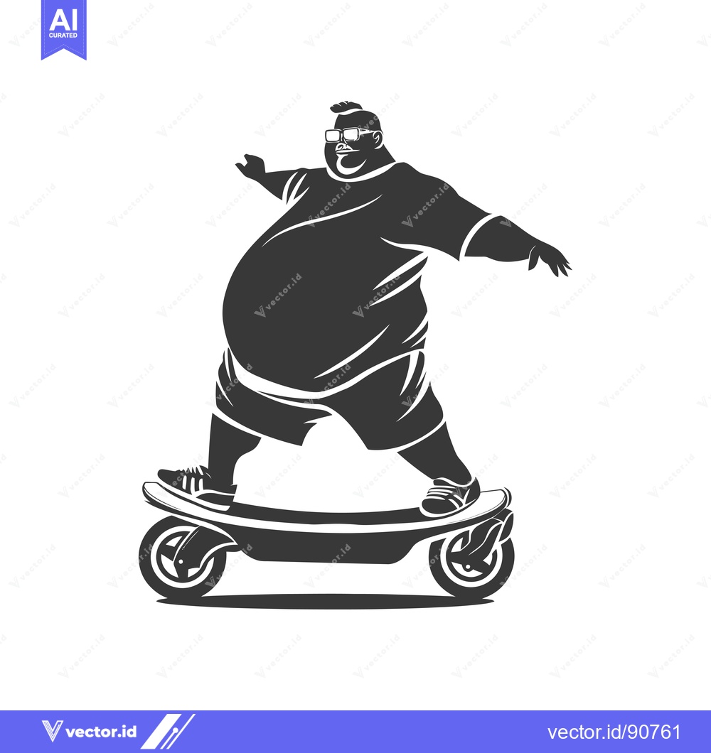 Premium Vector dari Overweight Man Riding an Electric Skateboard