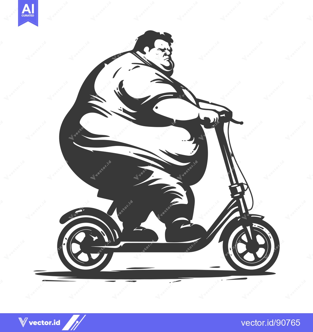 Premium Vector dari Overweight Man Riding a Scooter