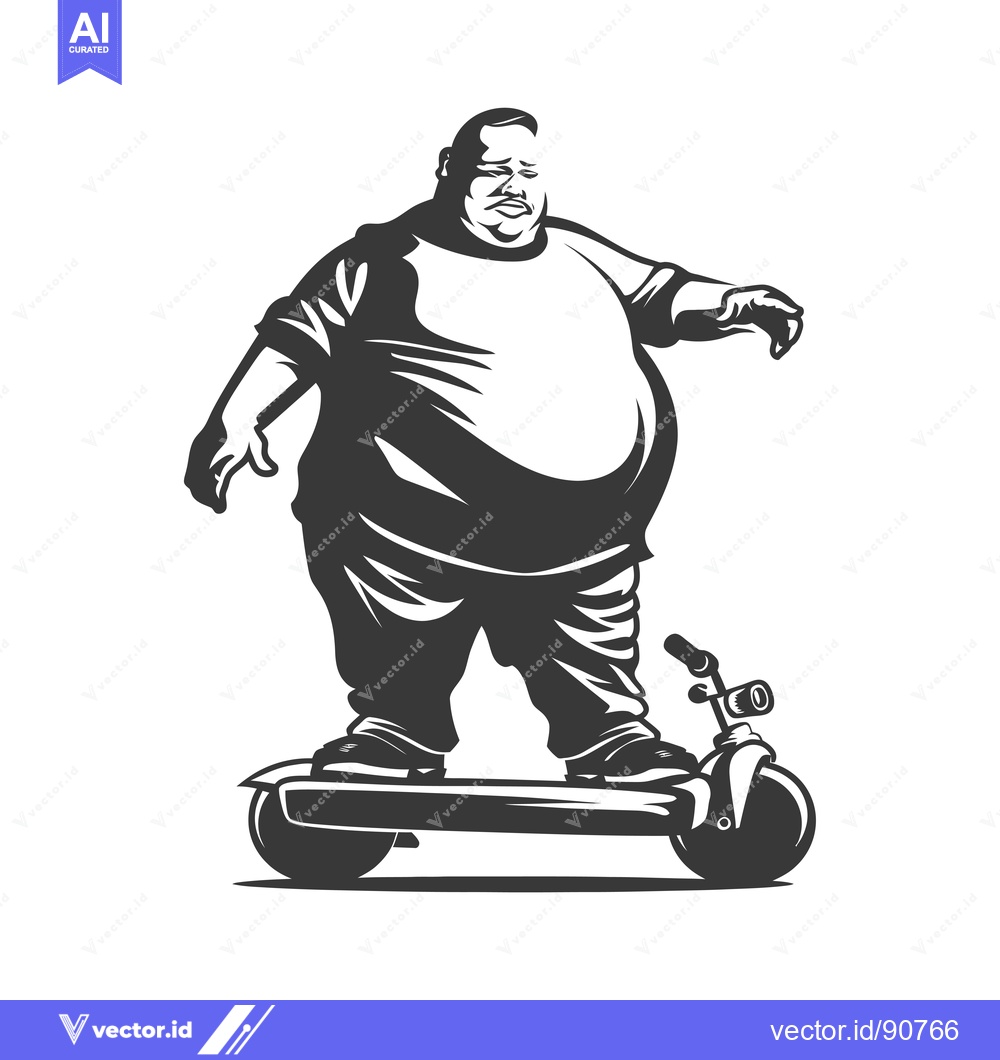 Premium Vector dari Overweight Man Riding a Scooter