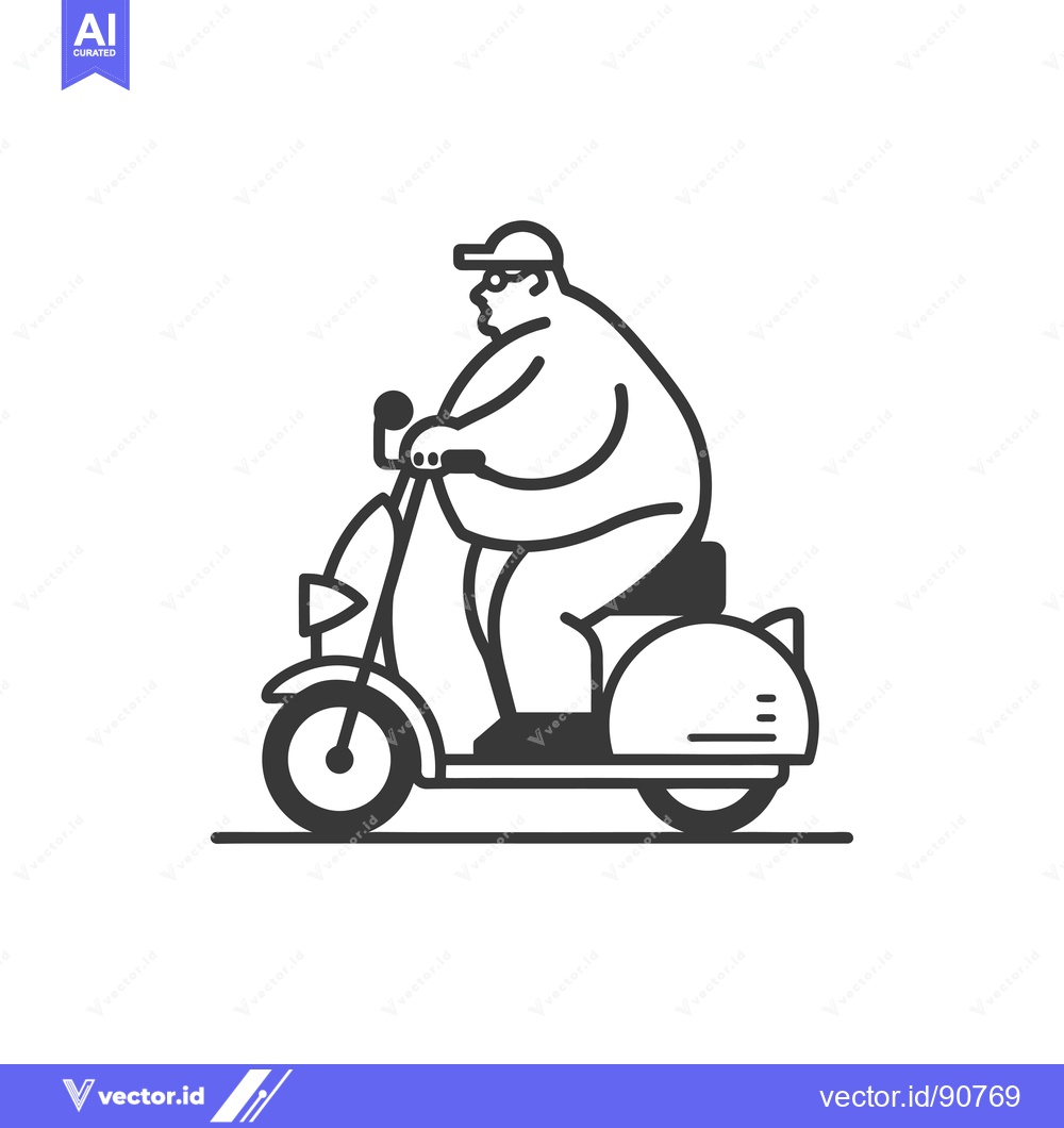 Premium Vector dari Overweight Man Riding a Scooter