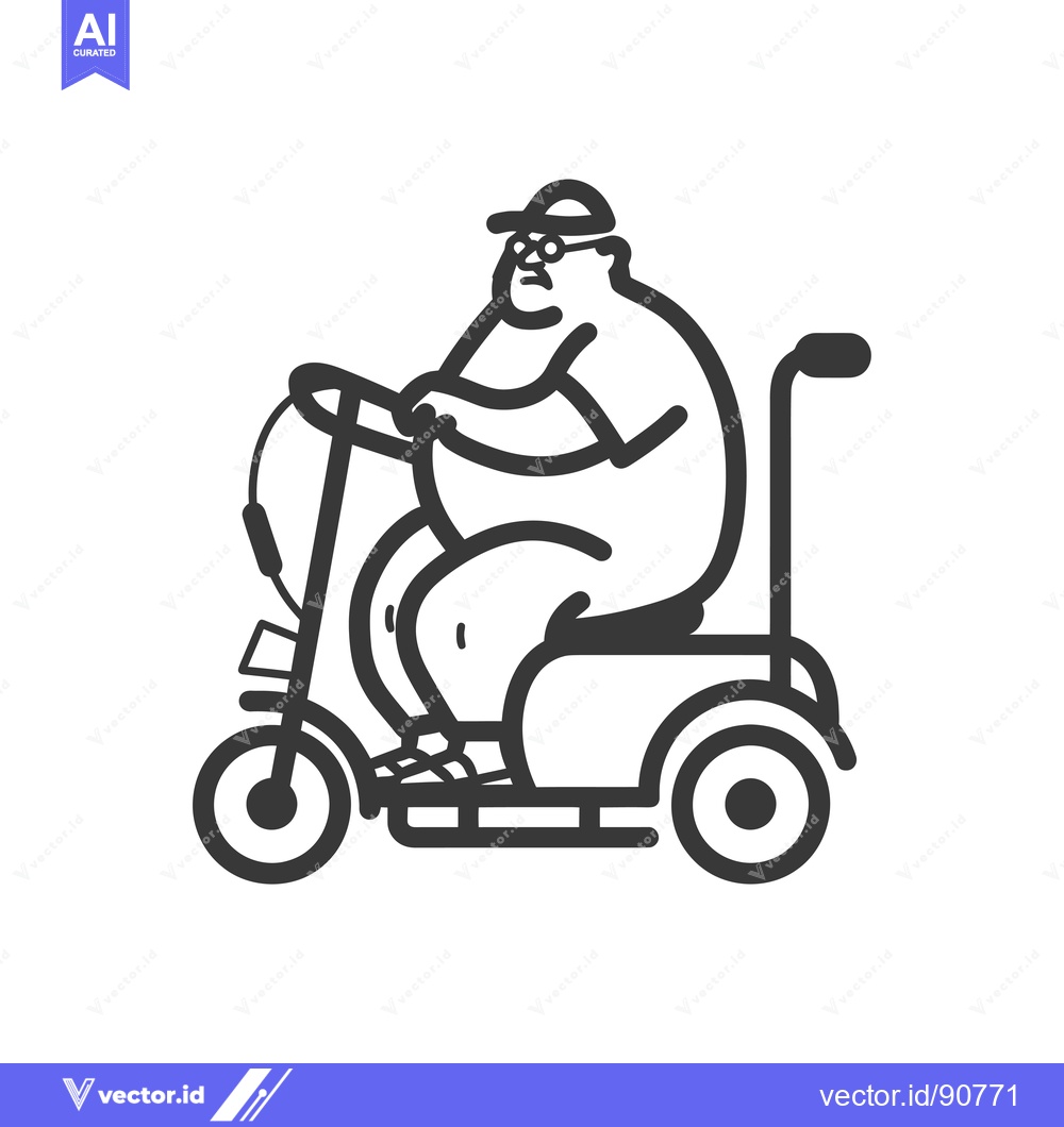 Premium Vector dari Overweight Man Riding a Scooter