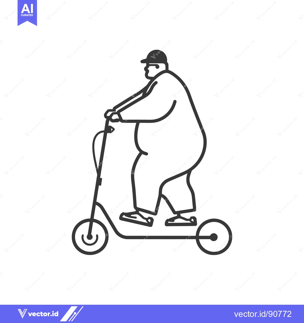 Premium Vector dari Overweight Man Riding a Scooter