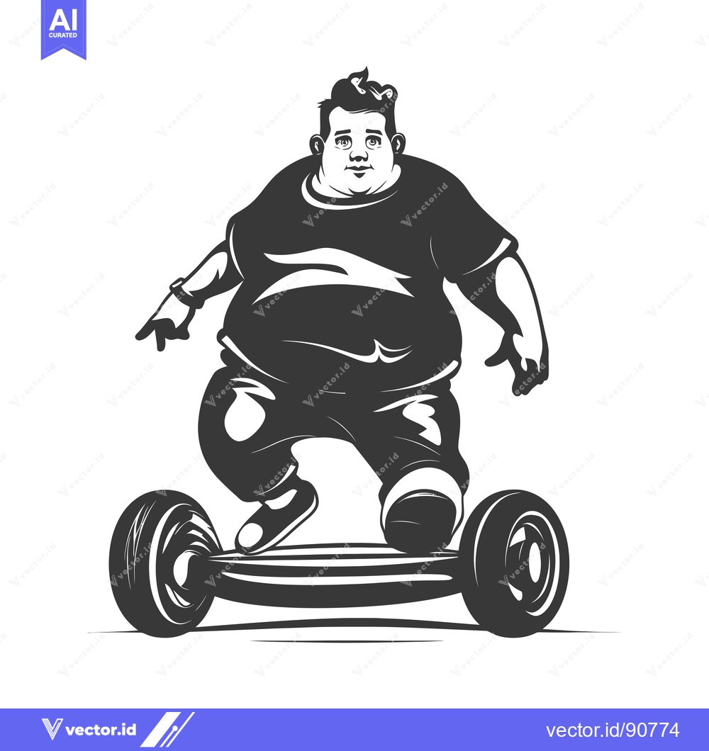Premium Vector dari Overweight Man Riding a Self-Balancing Electric Scooter
