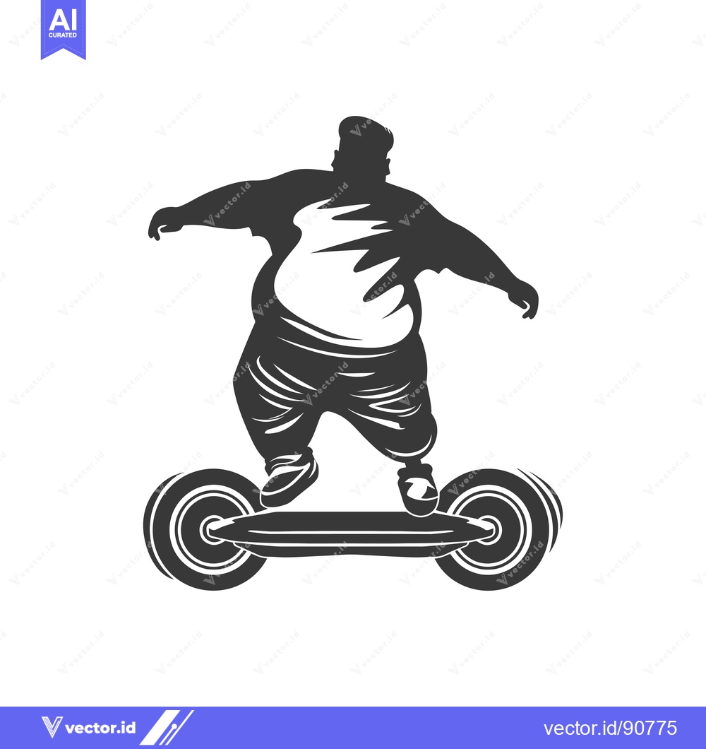 Premium Vector of Overweight Man Riding a Self-Balancing Electric Scooter