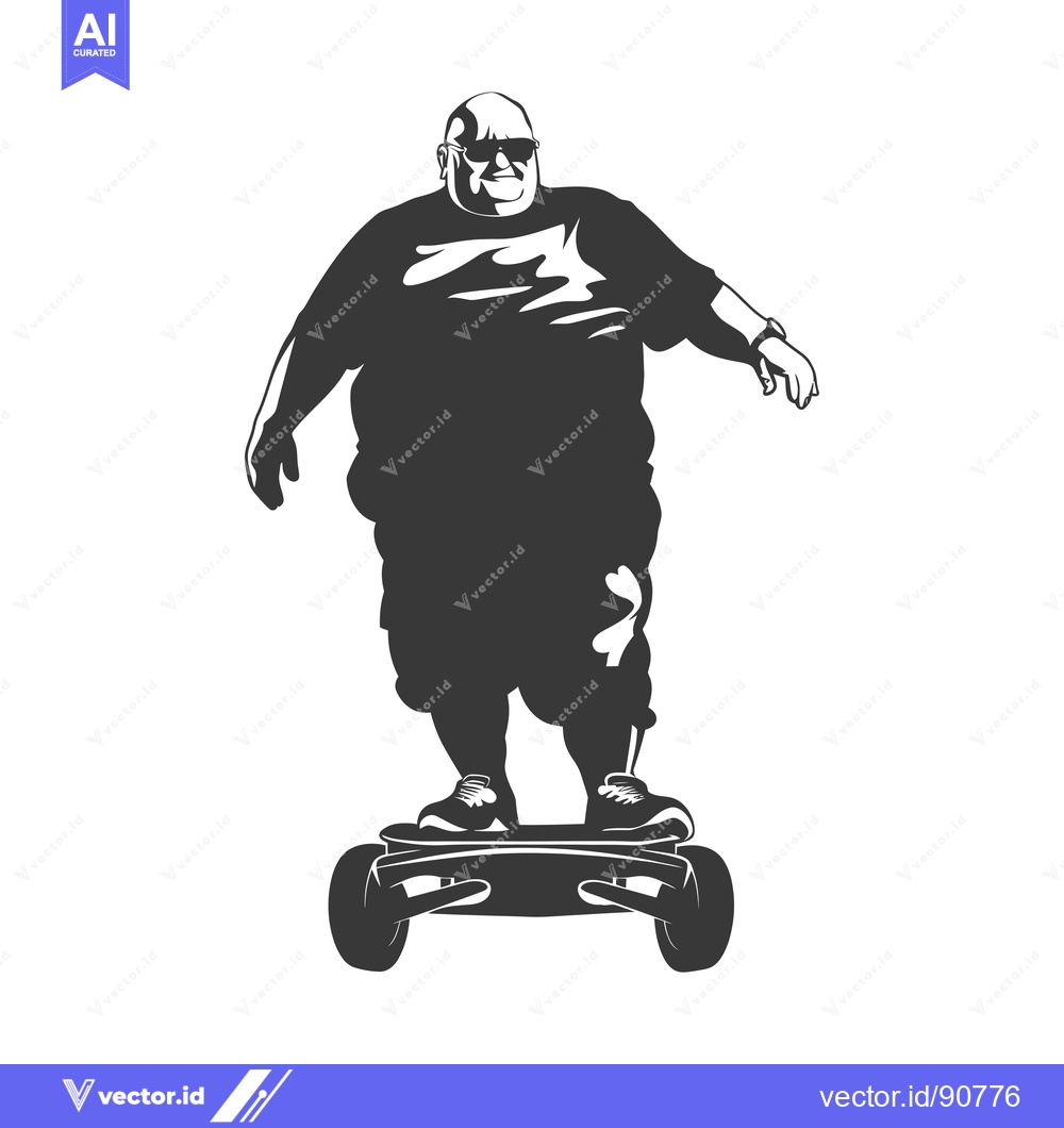 Premium Vector dari Overweight Man Riding a Self-Balancing Electric Scooter
