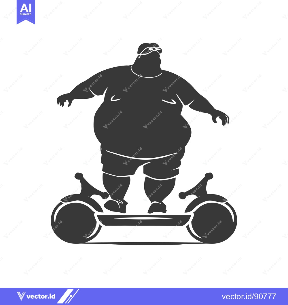 Premium Vector of Overweight Man Riding a Self-Balancing Scooter