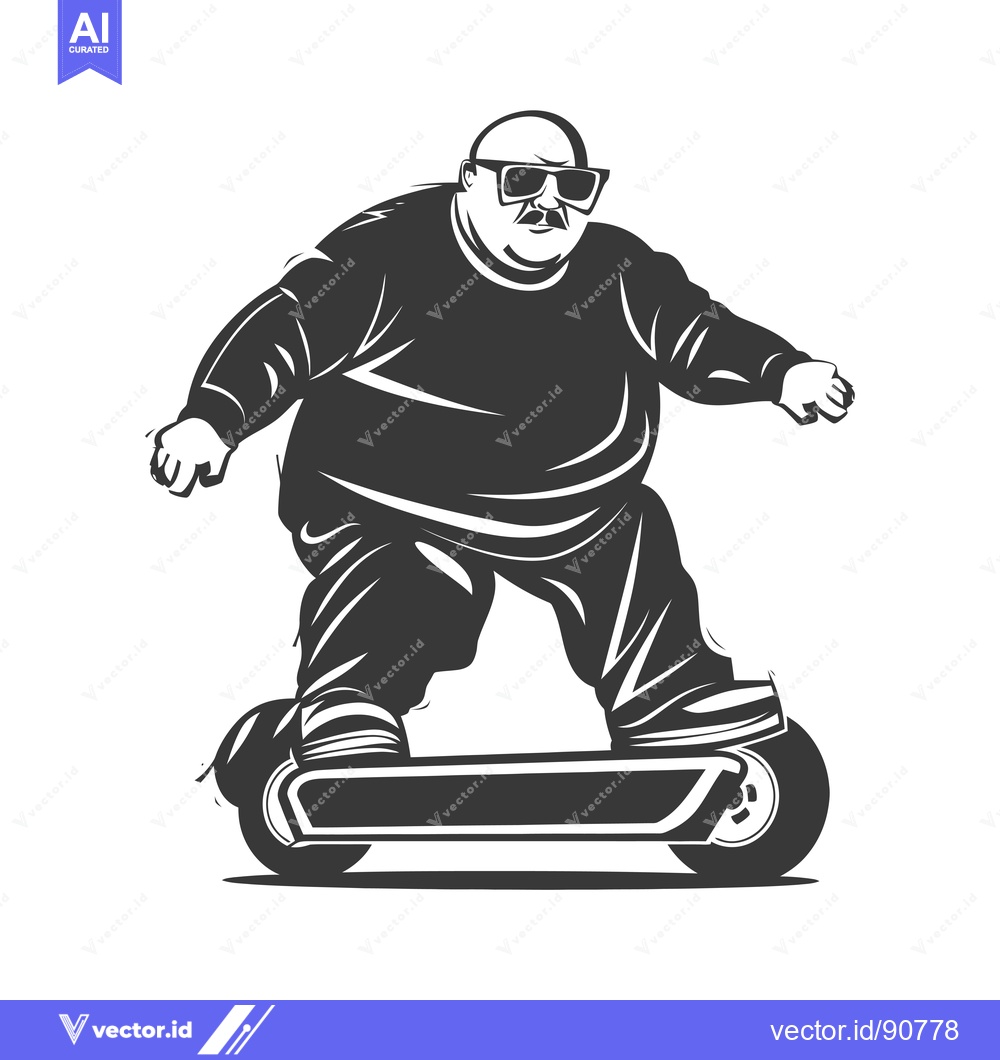 Premium Vector of Overweight Man Riding a Self-Balancing Scooter