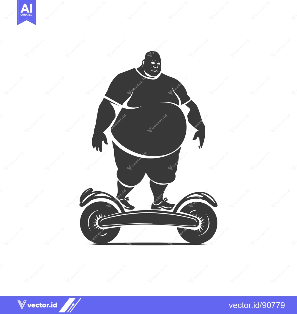 Premium Vector of Overweight Man Riding a Self-Balancing Scooter