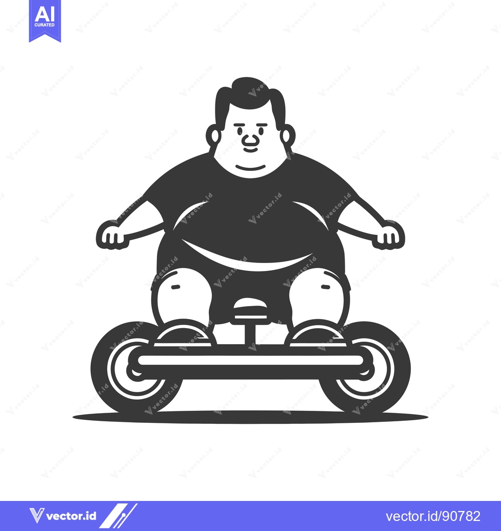 Premium Vector of Overweight Man Riding a Self-Balancing Scooter