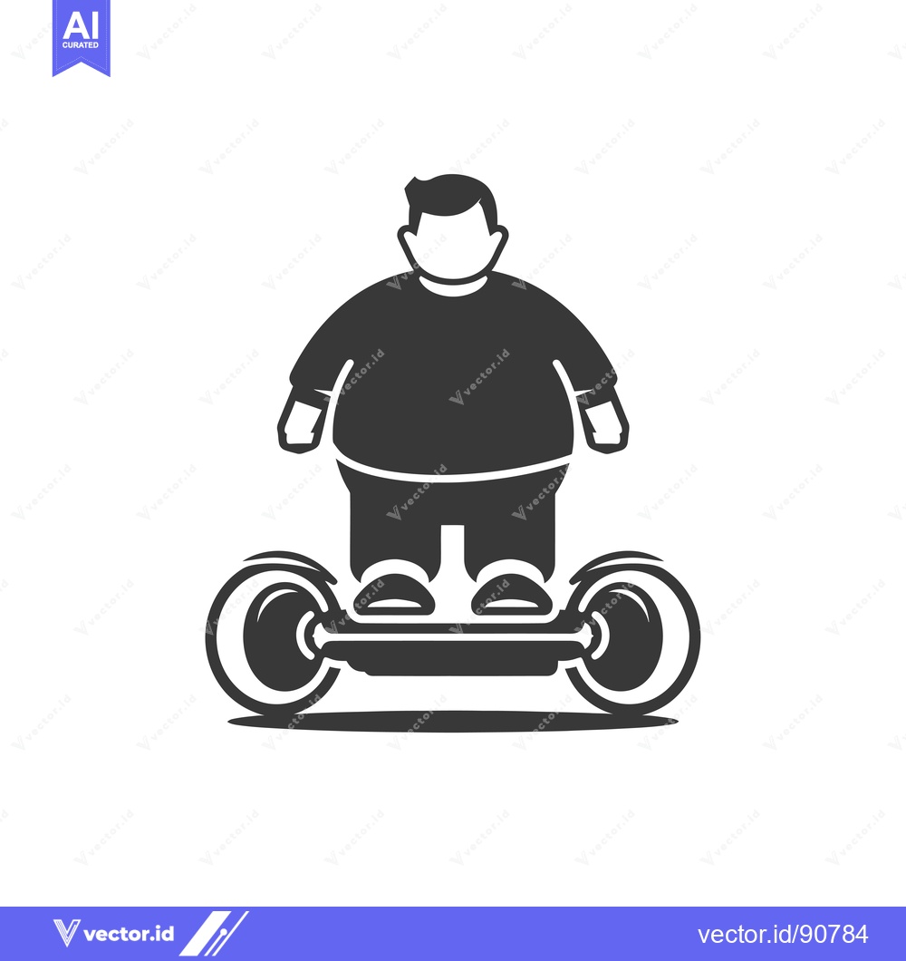 Premium Vector of Overweight Man Riding a Self-Balancing Scooter