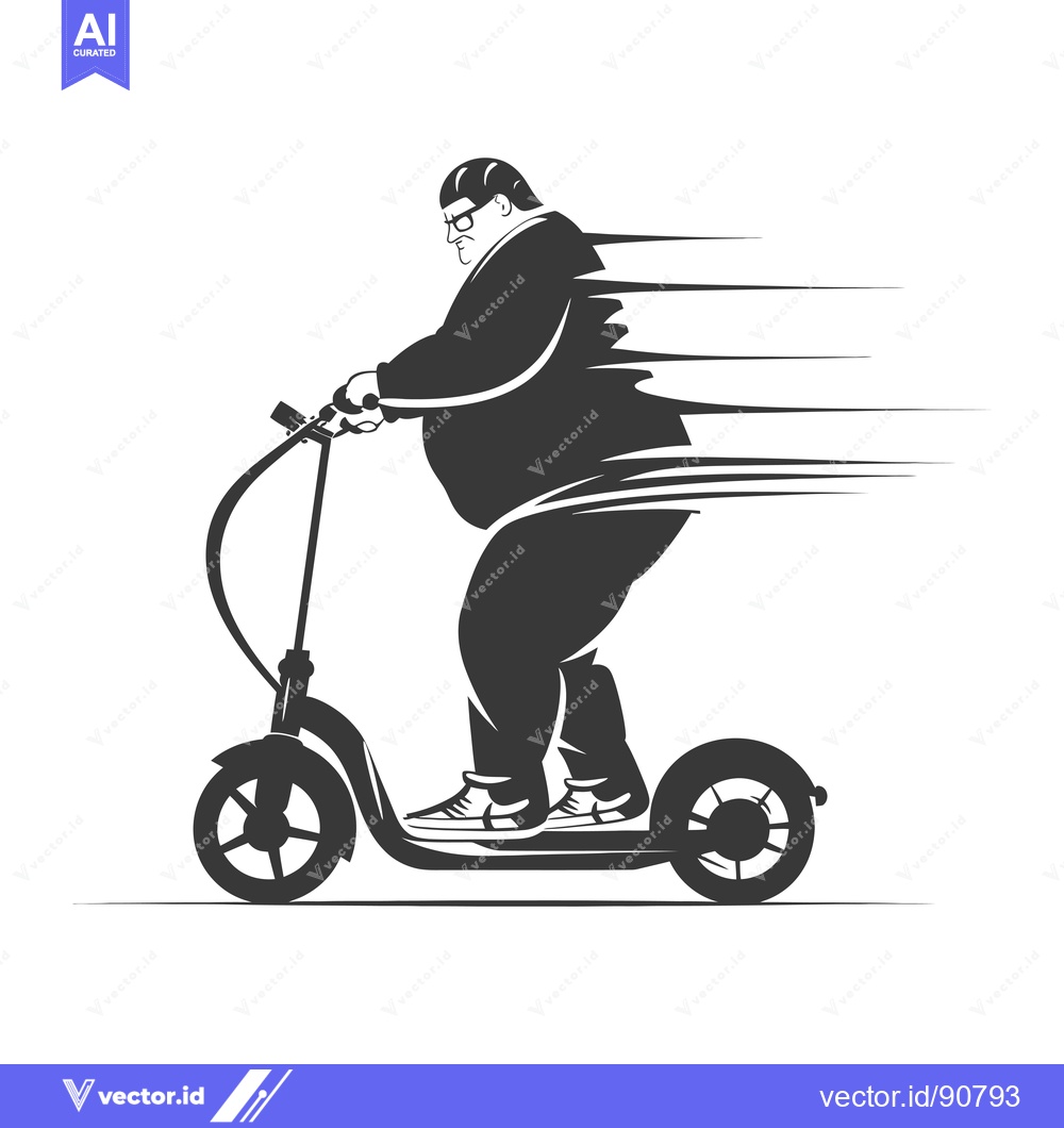 Premium Vector dari Overweight Man Riding Electric Scooter at High Speed