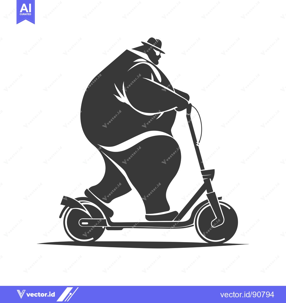 Premium Vector dari Overweight Man Riding Electric Scooter in Silhouette