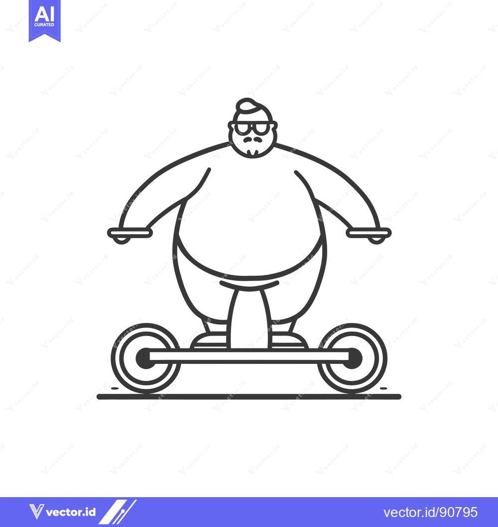 Premium Vector dari Overweight Man Riding Electric Scooter with Sunglasses