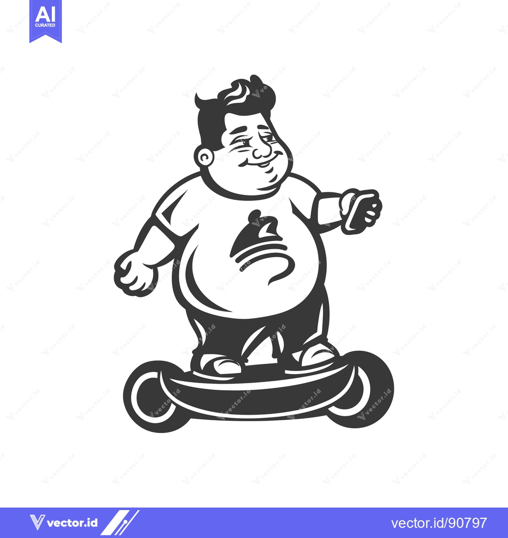 Premium Vector of Overweight Man Riding Self-Balancing Scooter