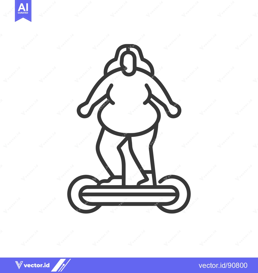 Premium Vector of Overweight Person Riding a Hoverboard