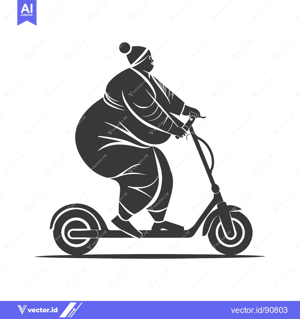 Premium Vector dari Overweight Person Riding an Electric Scooter