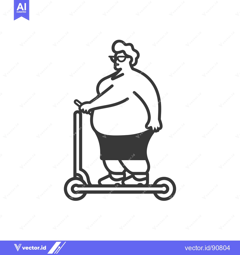 Premium Vector dari Overweight Person Riding an Electric Scooter