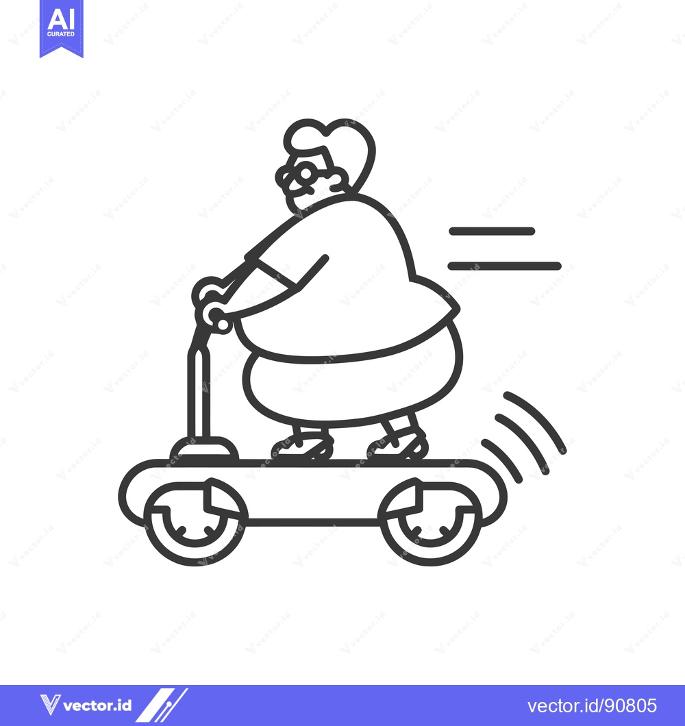 Premium Vector of Overweight Person Riding an Electric Scooter