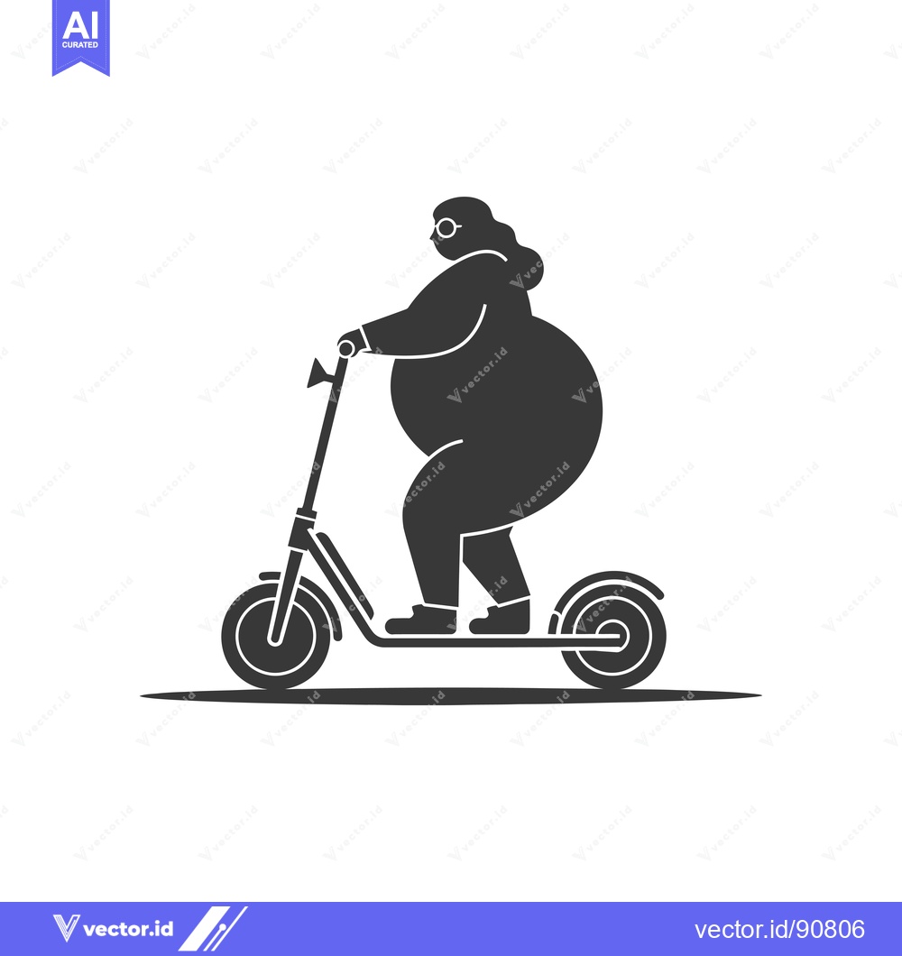 Premium Vector dari Overweight Person Riding an Electric Scooter