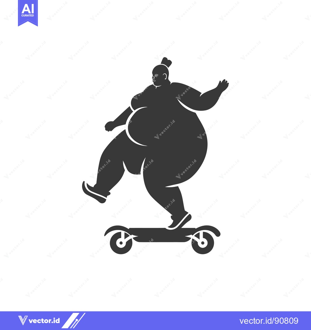 Premium Vector dari Overweight Person Riding a Skateboard