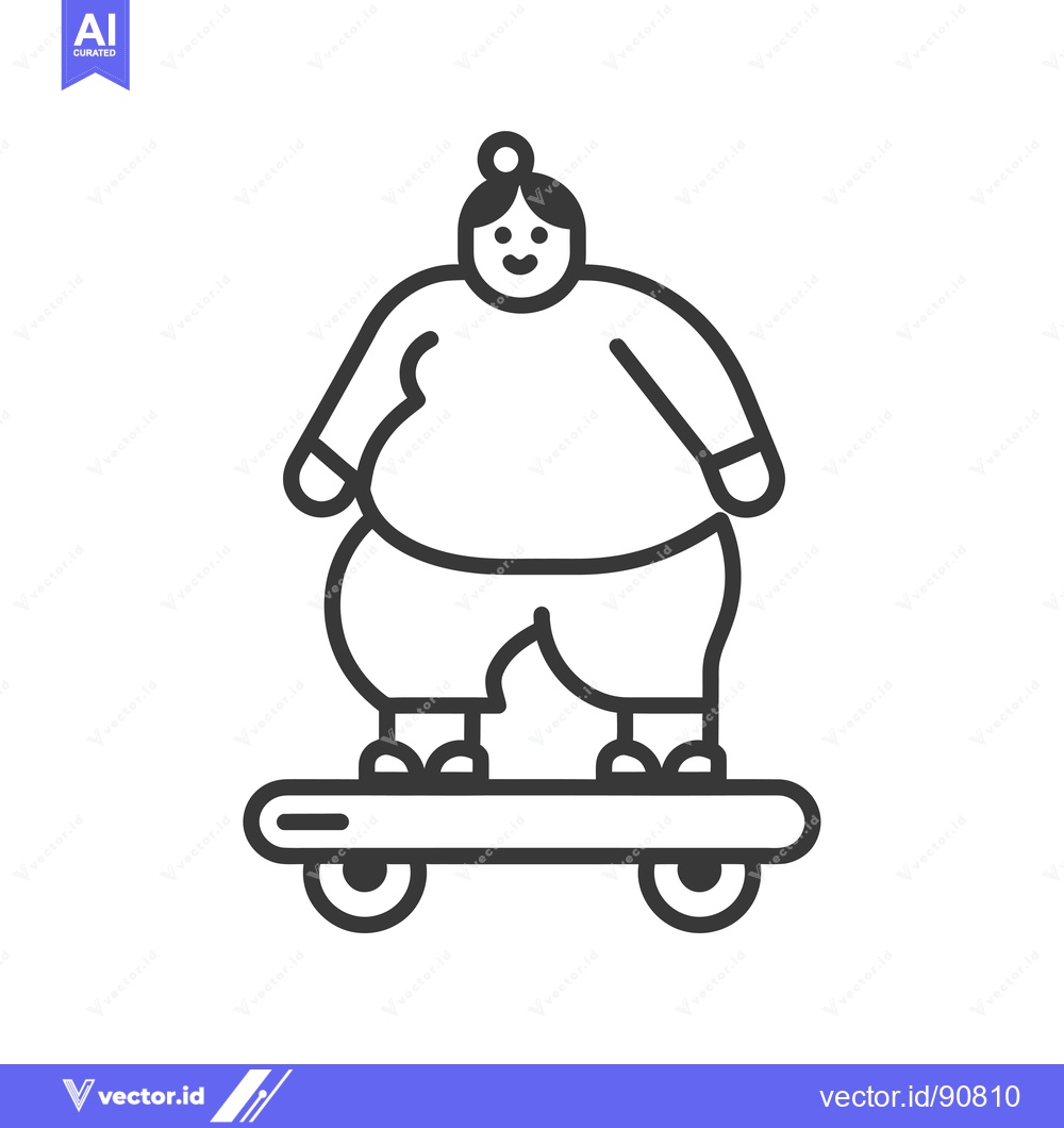 Premium Vector of Overweight Person Riding a Skateboard